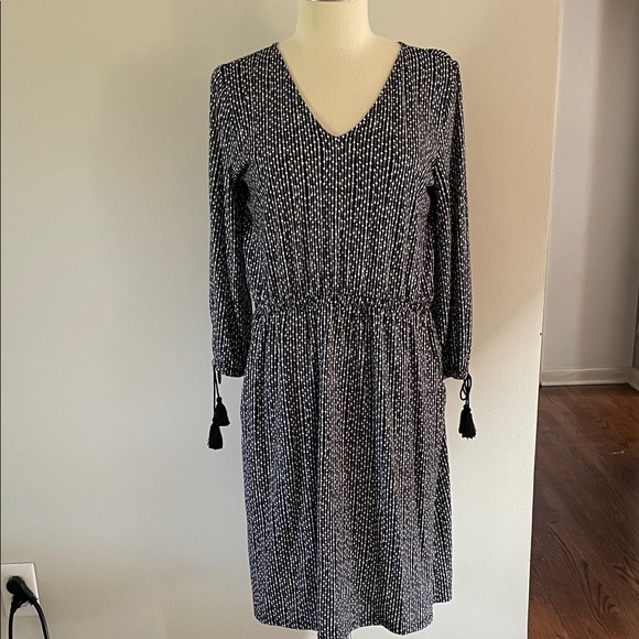 Black and White Patterned Jersey Knit Women's Dress - Picture 1 of 3